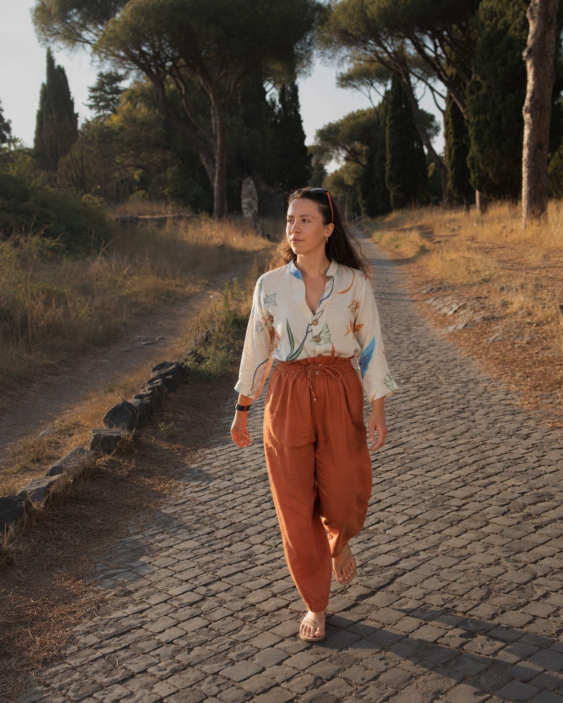 Erica walking at golden hour.